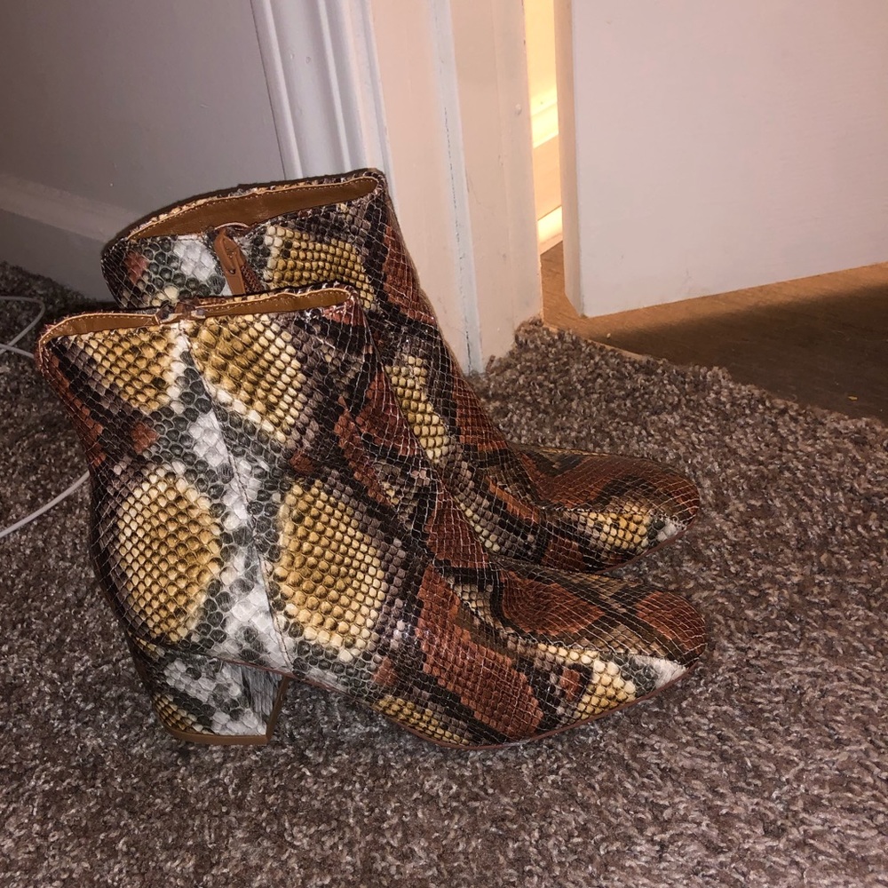 Snakeskin booties